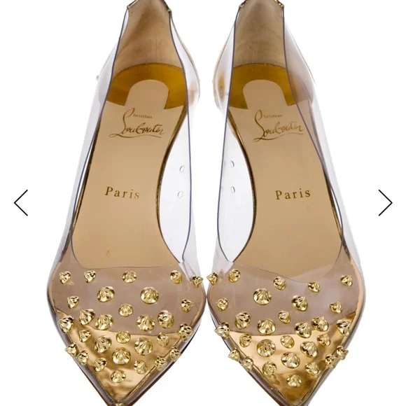 Christian Louboutin Gold and Clear Heels - Picture 2 of 5